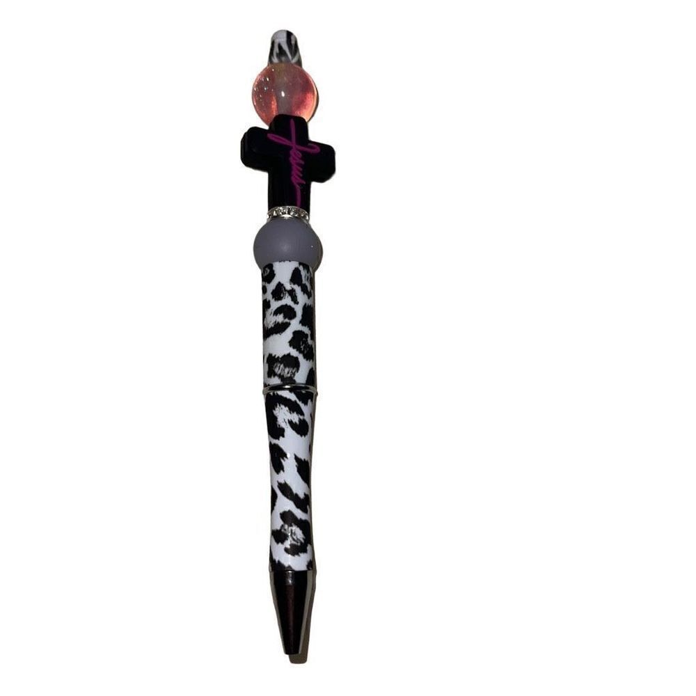 Jesus cross Christian pen handmade black pink Galaxy glitter bling NEW